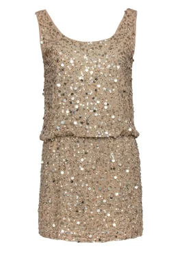 Nicole Miller - Bronze Sequin Silk Cocktail Dress w/ Draped Back Sz M