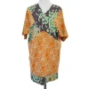 Nicole Miller - Orange & Aqua Floral Silk Dress Sz 2