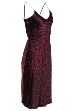 Nili Lotan - Ruby & Black Cheetah Print Sleeveless Silk Slip Dress Sz M
