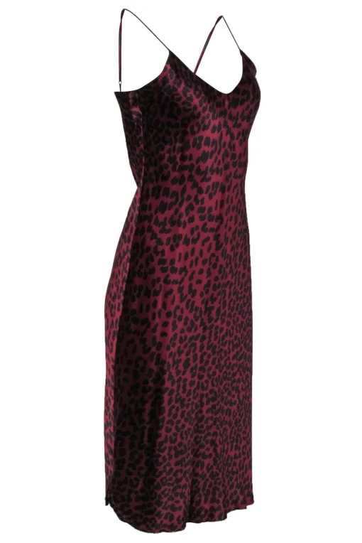 Nili Lotan - Ruby & Black Cheetah Print Sleeveless Silk Slip Dress Sz M