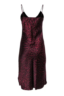 Nili Lotan - Ruby & Black Cheetah Print Sleeveless Silk Slip Dress Sz M