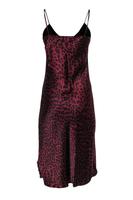 Nili Lotan - Ruby & Black Cheetah Print Sleeveless Silk Slip Dress Sz M