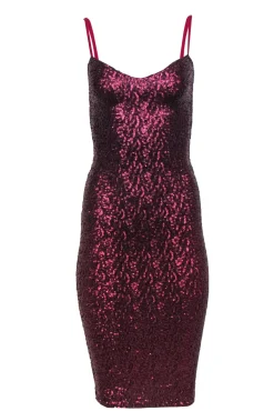 Nookie - Raspberry Pink Sequined Bodycon Midi Dress Sz S