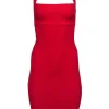 Nookie - Red Halter Bodycon Midi Dress Sz S