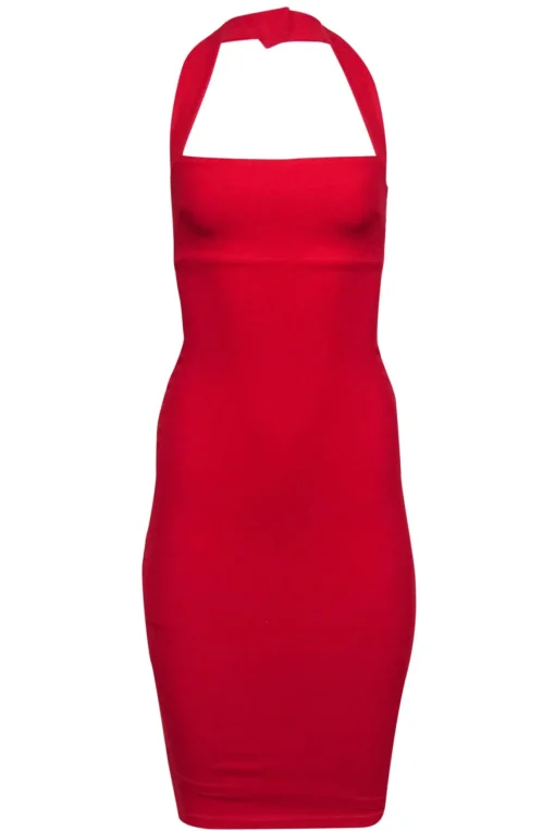 Nookie - Red Halter Bodycon Midi Dress Sz S