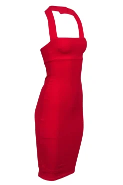 Nookie - Red Halter Bodycon Midi Dress Sz S