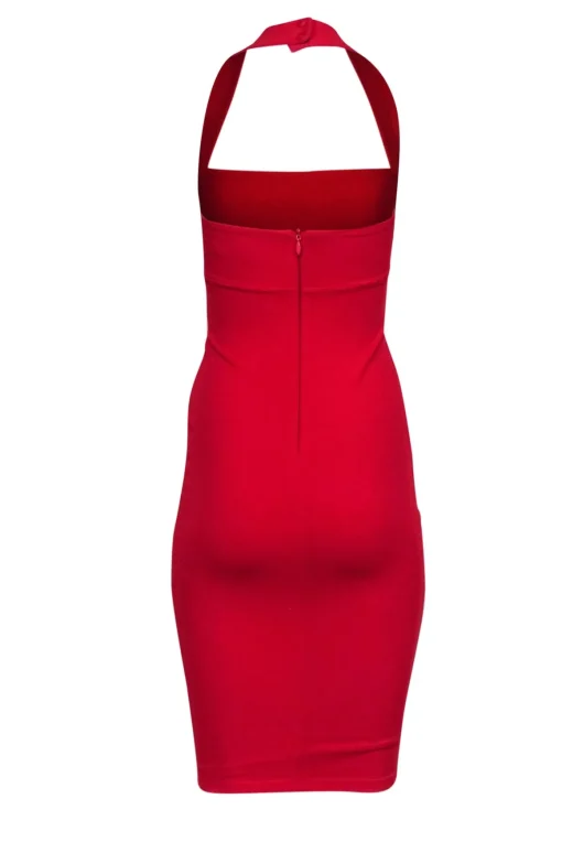 Nookie - Red Halter Bodycon Midi Dress Sz S