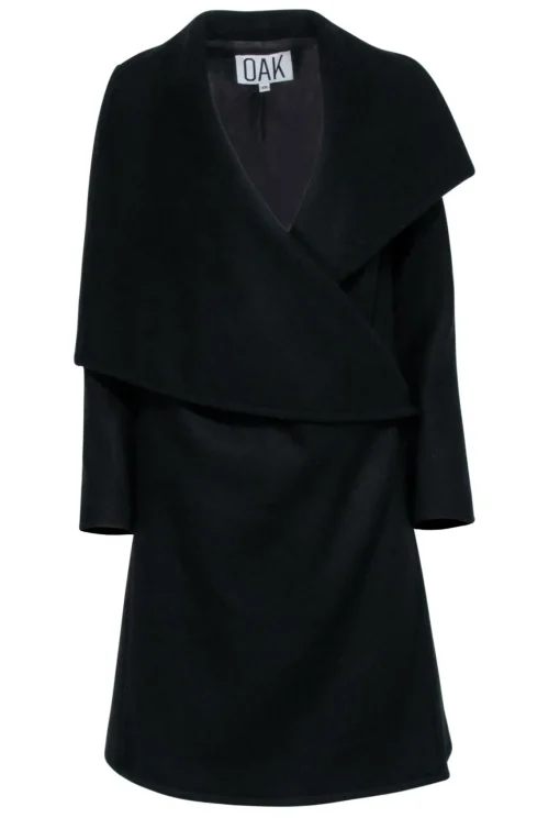 OAK - Black Wool Coat w/ Oversized Collar Sz XS