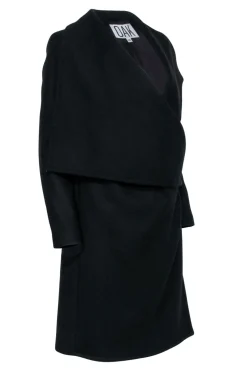 OAK - Black Wool Coat w/ Oversized Collar Sz XS