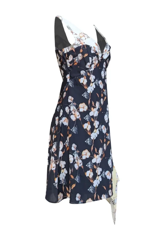 Off-White - Black, White, & Yellow Floral Sleeveless Asymmetrical Hem Dress Sz L