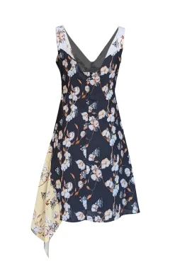 Off-White - Black, White, & Yellow Floral Sleeveless Asymmetrical Hem Dress Sz L
