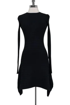 Opening Ceremony - Black Ribbed Flared Dress Sz XS