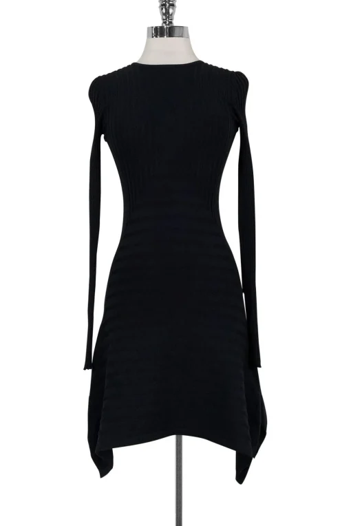 Opening Ceremony - Black Ribbed Flared Dress Sz XS