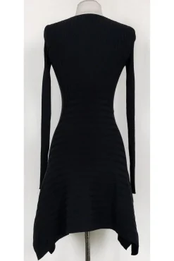 Opening Ceremony - Black Ribbed Flared Dress Sz XS