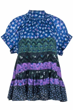 Opening Ceremony - Blue & Multi Color Floral Short Sleeve Shirt Sz L