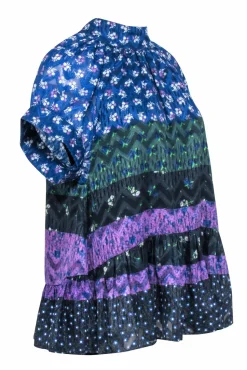 Opening Ceremony - Blue & Multi Color Floral Short Sleeve Shirt Sz L