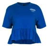 Opening Ceremony - Blue Short Sleeve Peplum Tee w/ Front & Back Logo Graphics Sz S