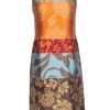 Oscar de la Renta - Orange, Blue, & Brown Multicolor Patchwork Sleeveless Dress Sz 6