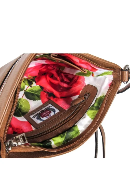 Osprey London - Brown Pebbled Leather Rectangle Crossbody