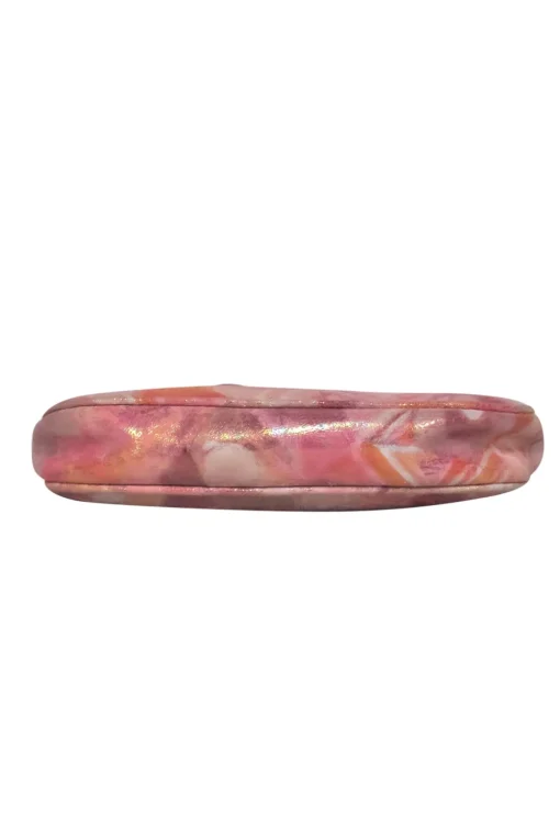 Osprey London - Pink Leather Metallic Paisley Print Baguette