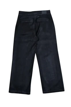 Paige - Black Wax Coated Cropped Wide Leg Jeans Sz 8