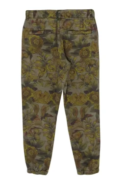 Pam & Gela - Olive Green Floral Print Tie Waist Joggers Sz S