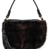 Paolo Masi - Brown Leather Shoulder Bag w/ Mink Fur