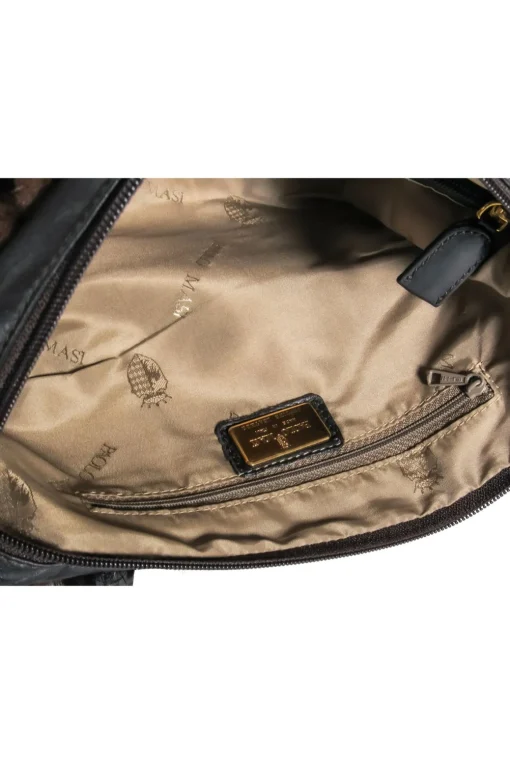 Paolo Masi - Brown Leather Shoulder Bag w/ Mink Fur