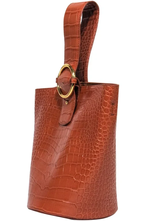 Parisa Wang - Warm Brown Embossed Bucket Bag