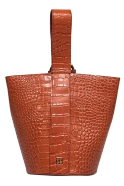 Parisa Wang - Warm Brown Embossed Bucket Bag