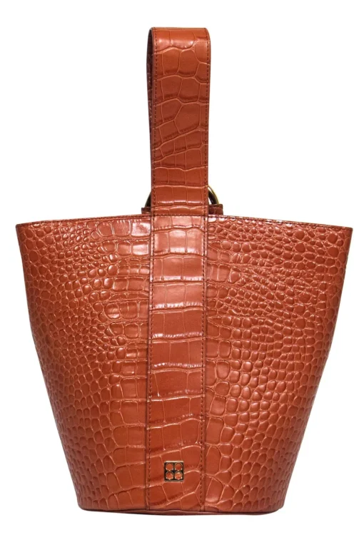 Parisa Wang - Warm Brown Embossed Bucket Bag