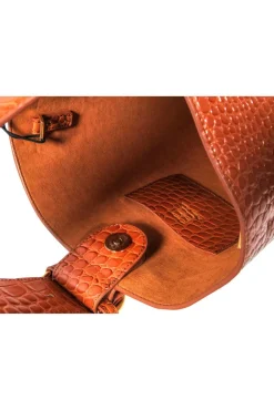 Parisa Wang - Warm Brown Embossed Bucket Bag