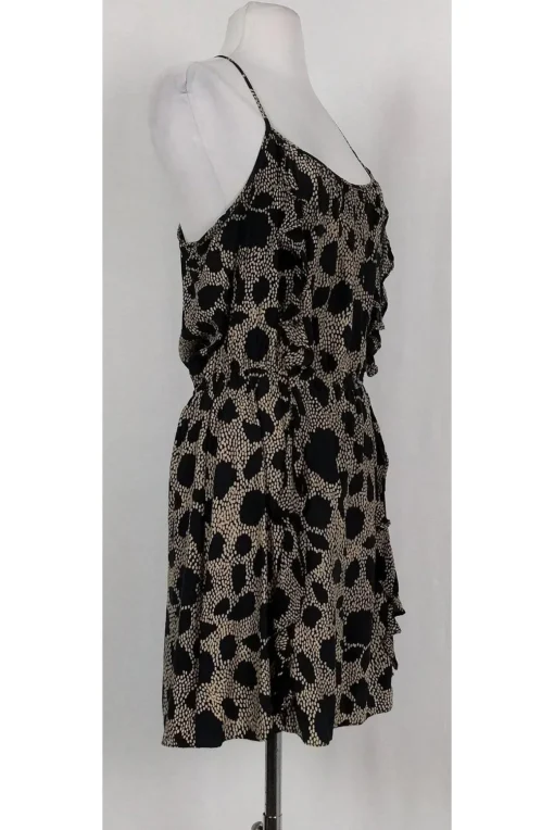 Parker - Black & Tan Printed Ruffle Dress Sz L
