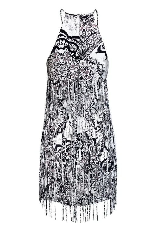 Parker - Black & White Fringe Dress Sz XS