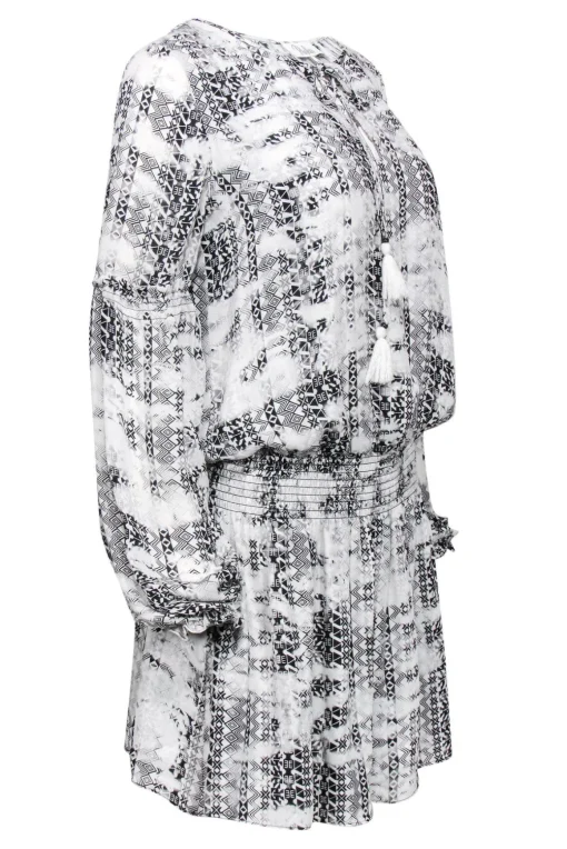 Parker - Black & White Geometric Print Shift Dress Sz M