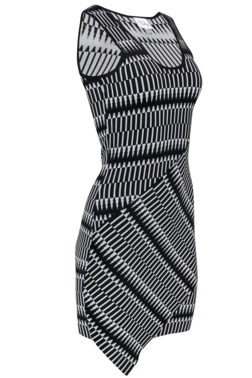 Parker - Black & White Patterned Knit Tank Bodycon Dress Sz S