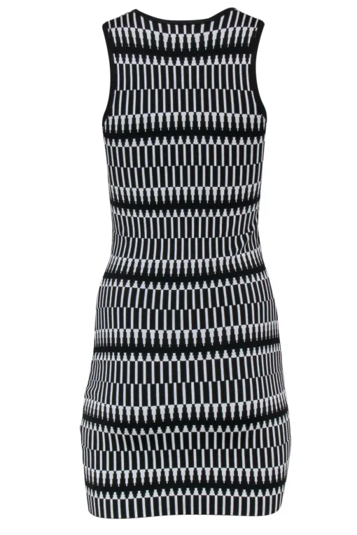 Parker - Black & White Patterned Knit Tank Bodycon Dress Sz S