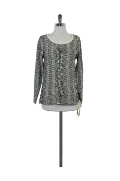Parker - Black & White Striped Textured Sweater Sz S