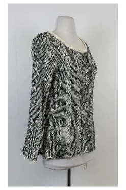 Parker - Black & White Striped Textured Sweater Sz S