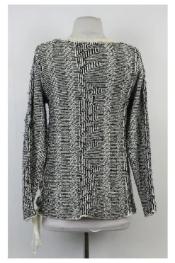 Parker - Black & White Striped Textured Sweater Sz S
