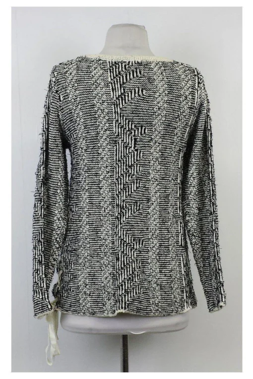 Parker - Black & White Striped Textured Sweater Sz S