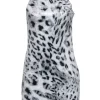 Parker - Grey & White Leopard Print Sequin Sleeveless Dress Sz M