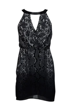 Parker - Grey Snakeskin Print Silk & Leather Dress Sz S