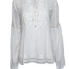 Parker - Ivory Embroidered V-Neck Blouse Sz M