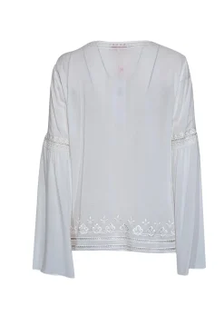 Parker - Ivory Embroidered V-Neck Blouse Sz M