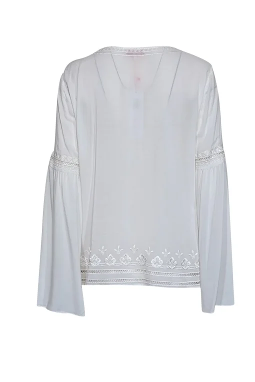 Parker - Ivory Embroidered V-Neck Blouse Sz M