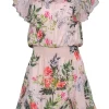 Parker - Light Pink Floral Print Ruffled Silk Blend Dress Sz XS