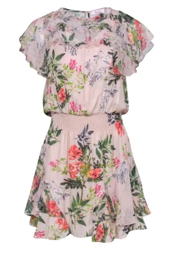 Parker - Light Pink Floral Print Ruffled Silk Blend Dress Sz XS