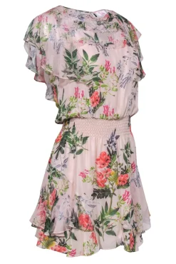 Parker - Light Pink Floral Print Ruffled Silk Blend Dress Sz XS