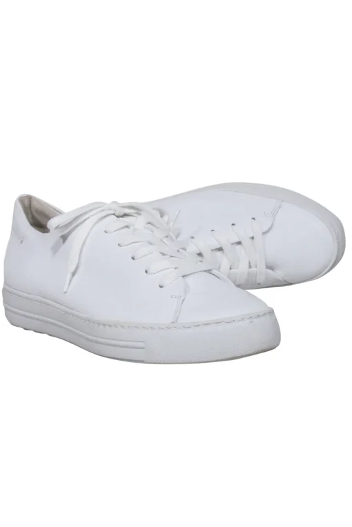 Paul Green - White Pebbled Leather Lace Up Sneakers Sz 9.5